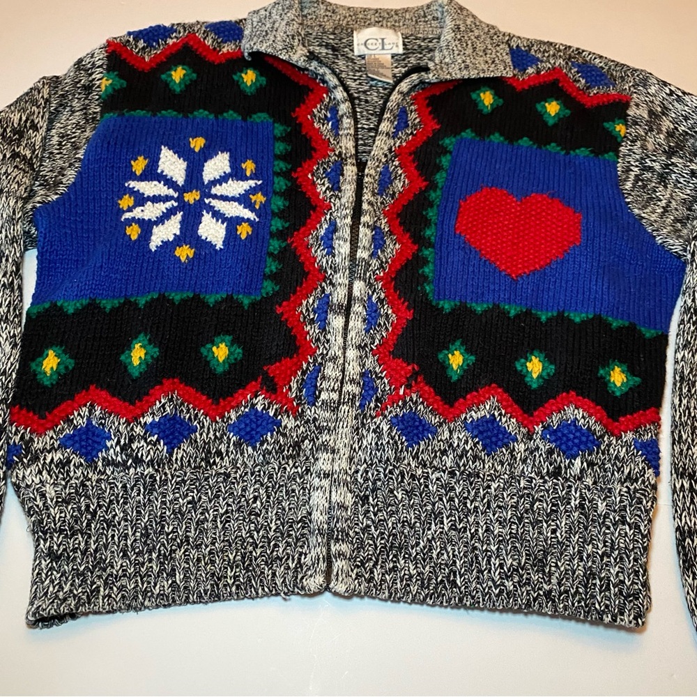 Colorful Knit Cardigan by Cricket Lane size L. 22 inches by 22 inches - Picture 9 of 11